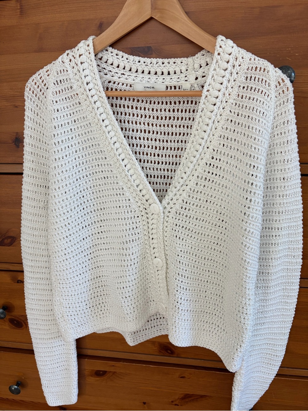 Vince Crochet White Cardigan CottageCore Medium